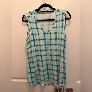 Land’s End tunic tank top, M, teal and white